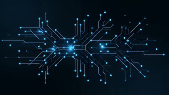 Glowing blue digital network connections on dark background