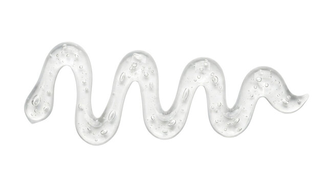 Clear bubbly gel wave smear isolated. Moisturizing skincare serum texture mockup.
