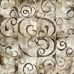 Tile or carpet pattern background with decorative, symmetrical elements. Ideal for wallpaper, textiles, or digital design projects.