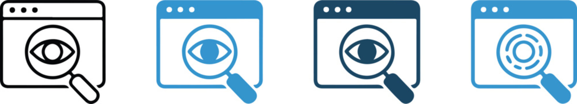 Page view icon collection set in multiple styles featuring web analytics, website traffic, and user engagement symbols