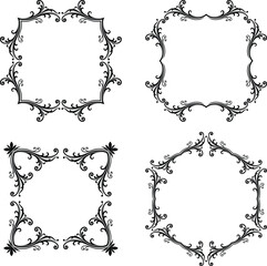 Obraz premium Set of 4 Ornate Vintage Black Frames Vector Illustration Decorative Border