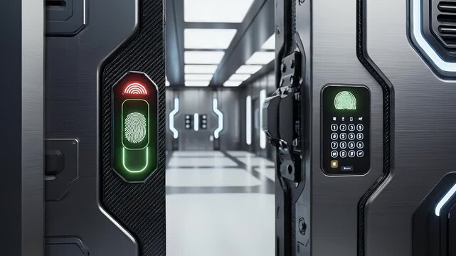 Futuristic device with biometric scanner and keypad