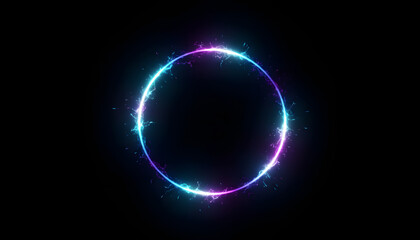 Obraz premium Glowing ring of light surrounded by darkness, viewed from a straight-on perspective, UPL concept illustration