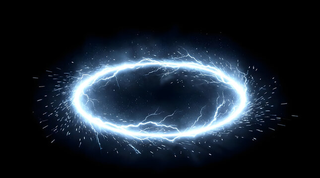 Electrifying Energy Ring Surrounding Dark Space with Sparkling Lightning Effects