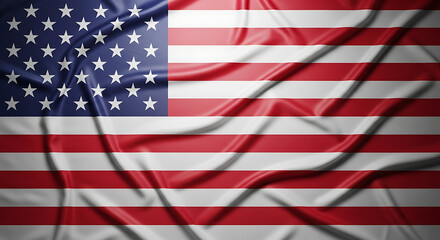 Obraz premium American flag waving with shadows isolated on transparent background