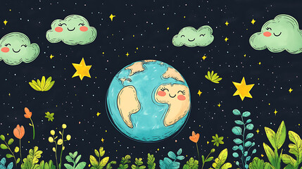 A cute Save Earth background design, perfect for eco-themed wallpapers or environmental backdrops.