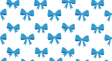 Fototapeta premium Simple and clean seamless pattern of neatly arranged bright blue gift bows on a crisp white background, perfect for any occasion.