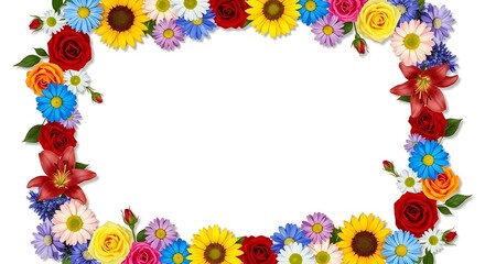 Colorful Floral Border Frame with Copy Space flower frame
