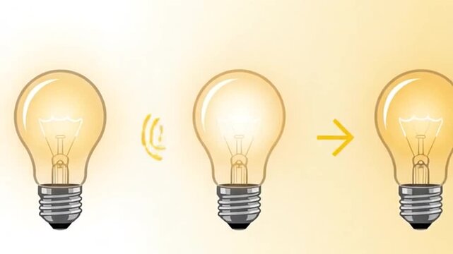 Three light bulbs illustrating the progression of an idea from concept to full