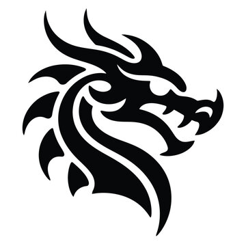 Black and white tribal wolf head tattoo design in bold vector style