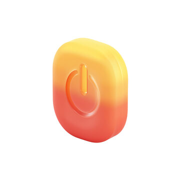 3D Rendered Power Button Icon with Gradient Orange and Yellow Colors