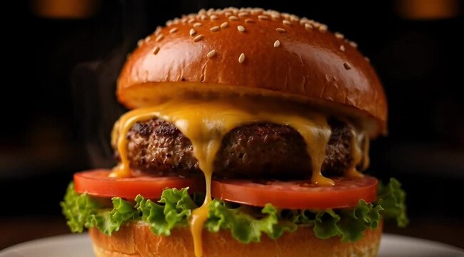 hamburger on black background