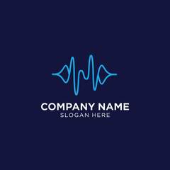 Heartbeat Logo Design Template on Dark Background.