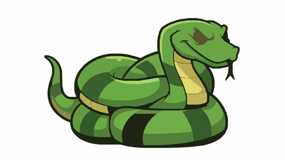 Fototapeta premium Playful Green Snake Mascot Character Coiled Cartoon Vector on White