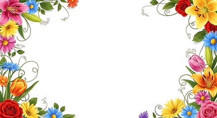 Illustrated Floral Corner Decorations with Swirls floral illustration