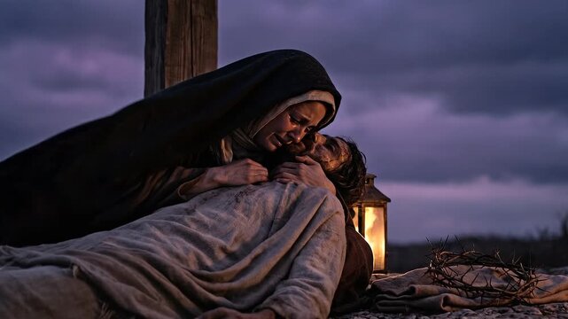 The Pieta with Mother Mary Holding the Body of Jesus After Crucifixion