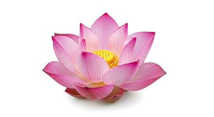 Pink Lotus Flower Blooming on White Background blossom