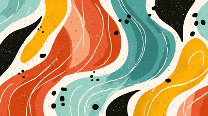 Obraz premium A vibrant abstract artwork featuring swirling shapes and colors