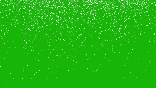 4K Real white gliter rain particle on green background 4k animation footage