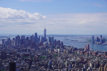 Obraz premium Wide panoramic view of Lower Manhattan skyline in New York City