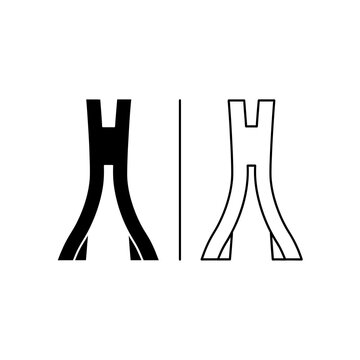 Abstract H shape icon in black and white, resembling a bridge or connection. Minimal vector graphic for design.