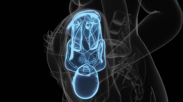 Pregnant Woman And Fetus X-Ray Video | Fetus indication video blue animation