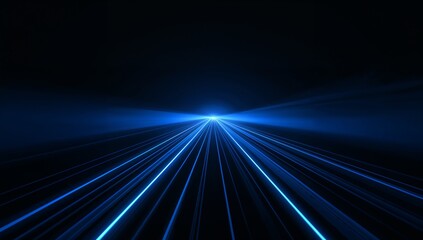 Abstract Electric Indigo Light Streaks on Obsidian Black Background