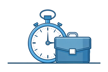 Stopwatch and Briefcase Icon Representing Business Time Management and Productivity