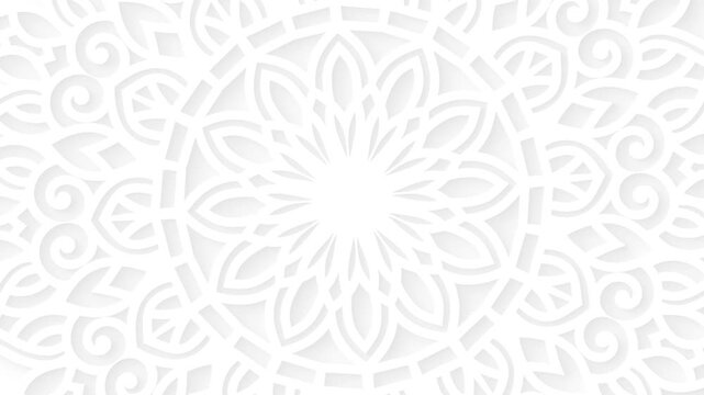 White Paper Cut Mandala Motion Graphic - Elegant Rotating Floral Background for Wedding and Ramadan
