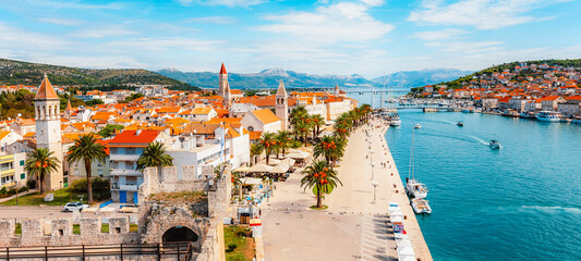 view of Trogir old town and the waterfront promenade from the walls of Kamerlengo Castle, UNESCO World Heritage site, Croatia. © Zedspider