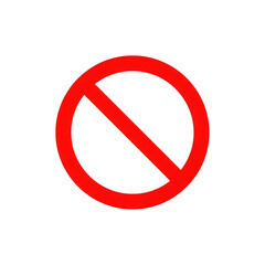 Common prohibition symbol with red circle and diagonal line
