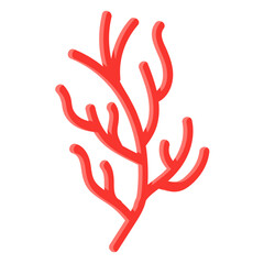 Red Coral Branch Marine Element in Flat Reef Illustration
