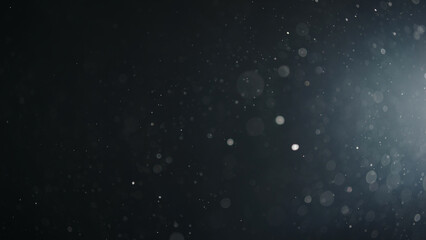 background of particles wave in air over black background and lens flare