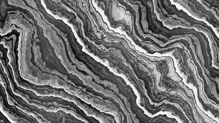 Obraz premium Black and white marble fluid texture 3D render