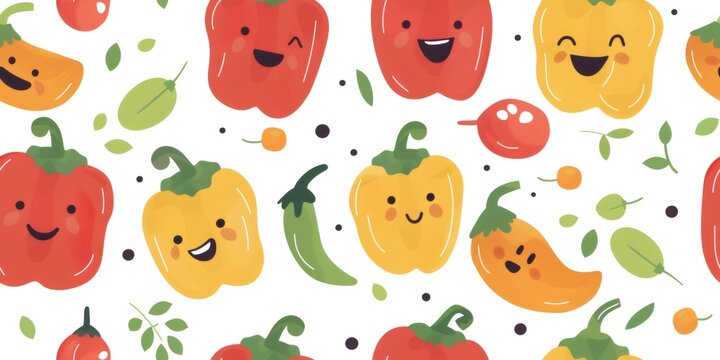 Bell pepper cartoon characters pattern design