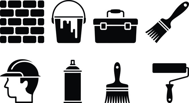 Assorted tools and materials commonly used in construction and renovation projects