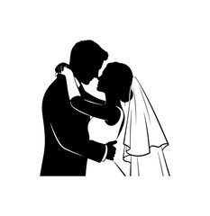 Bride and Groom Sharing a Kiss