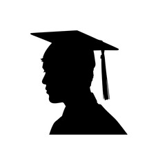 Graduate silhouette profile view with graduation cap