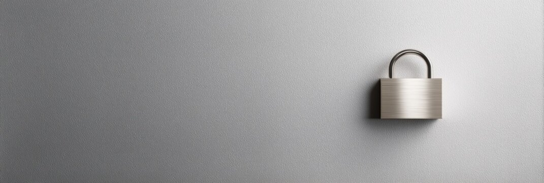 Metal Padlock on Minimal Wall with Large Copy Space