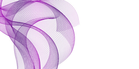 Fototapeta premium Vibrant abstract wave design featuring intricate purple glowing lines creating dynamic motion against a stark black background for digital art applications.