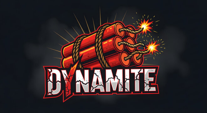 Red sticks of explosive dynamite bundled together with a lit fuse sparking against a dark background