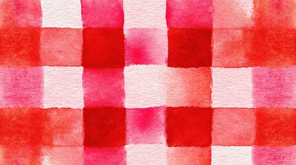 A vibrant red and pink checkered pattern with white squares