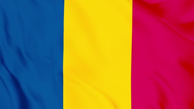 Chad flag flying animation with silk texture loop