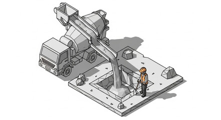 Crane Truck Construction Site Worker. © milah