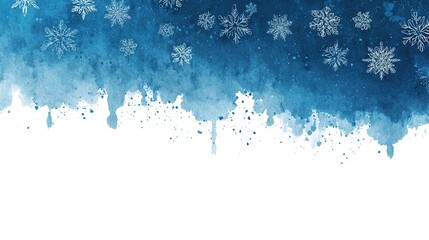 A beautiful watercolor background with snowflakes and blue gradient