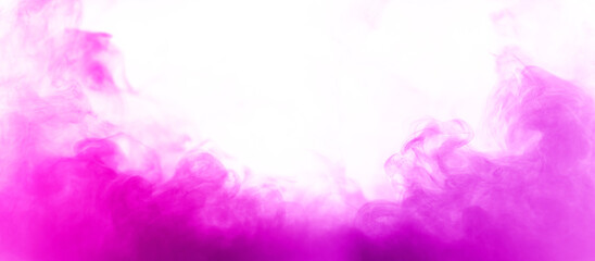 Colorful smoke with pink purple flare isolated on a white background. abstract neon gradient cloud with splash. thick swirling dust and powder creating a psychedelic light design. smog effect