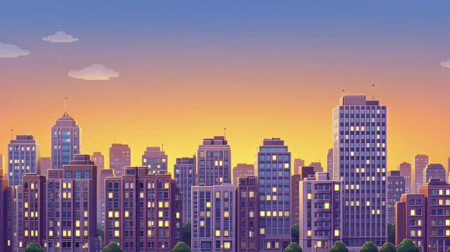 Ilustrasi Kota di Senja Hari