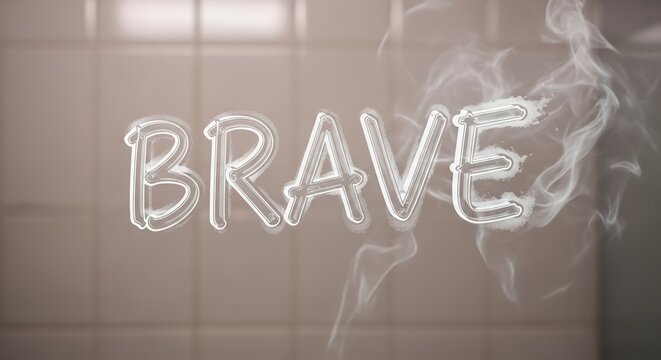 Brave Word Written in White Smoke.