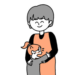 Fototapeta premium 泣いている女の子をよしよしと慰めるイラスト