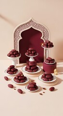 Chocolate Truffles on Decorative Stands and Plates.